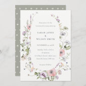 Pink Lilac Wildblume Frame Vow Erneuerung einladen Dankeskarte (Vorne/Hinten)