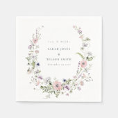 Pink Lilac Wildblume Wreath Wedding Vielen Dank Serviette (Vorderseite)