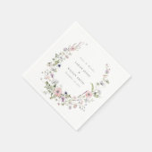 Pink Lilac Wildblume Wreath Wedding Vielen Dank Serviette (Ecke)