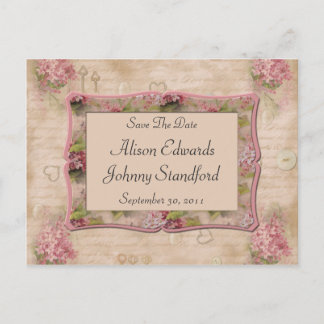 Pink Lilacs Save the Date Ankündigungspostkarte
