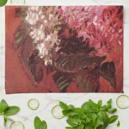 Pink Lilacs von Vincent van Gogh, Still Life Blume Geschirrtuch (Gefaltet)