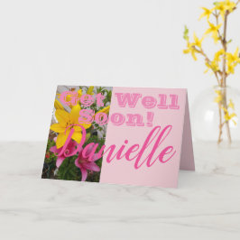 Pink Lile Blume wird bald gut Frauen Name Card Karte