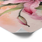 Pink Lilie - Aquarellfarben Blume - Blumenstrauß Poster (Ecke)