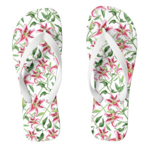 Pink Lilie Blume - Vintage Bläschen Badesandalen