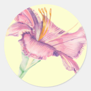 Pink Lilie Oster Blume Runder Aufkleber