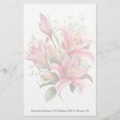 Pink Lilies Custom Stationery Briefpapier (Vorderseite)