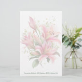 Pink Lilies Custom Stationery Briefpapier (Stehend Vorderseite)