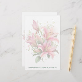 Pink Lilies Custom Stationery Briefpapier