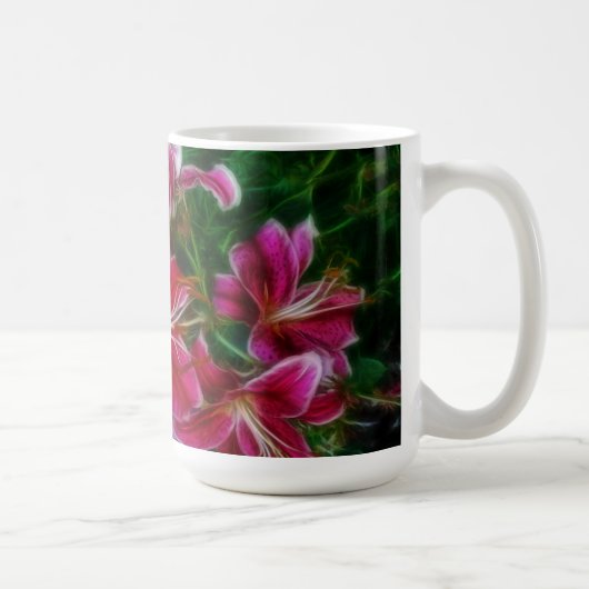 Pink Lilies Impressionist Blumenmalerei Art Kaffeetasse (Rechts)