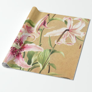 Pink Lilies in Bloom 1886 Vintage Blume Geschenkpapier