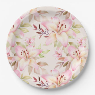 Pink Lilies Pappteller