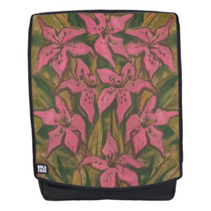 Pink Lilies, pastellfarbene Malerei, Blume, Blumen Rucksack