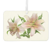 Pink Lilies Personalisierte botanische Kunst Autolufterfrischer (Rückseite)