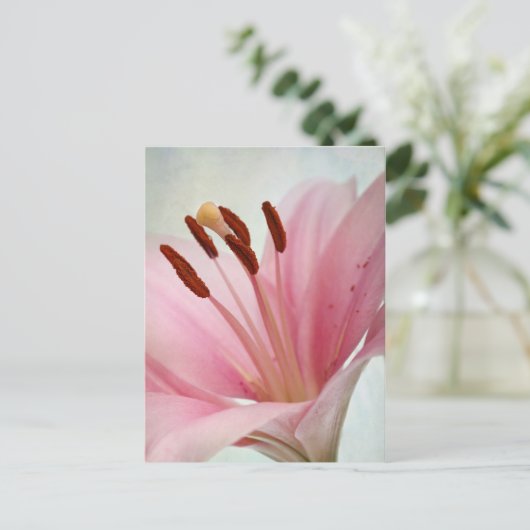 Pink Lilies Postkarte (Stehend Vorderseite)