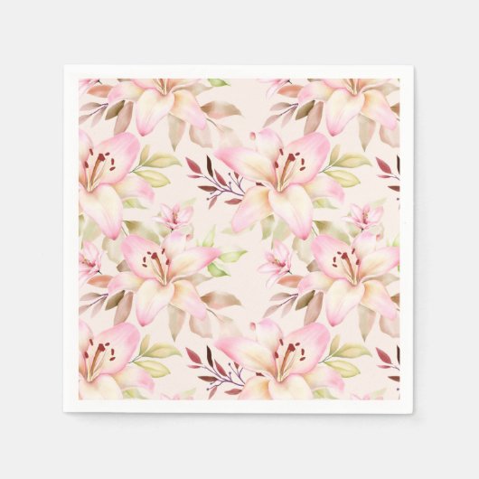 Pink Lilies Serviette (Vorderseite)