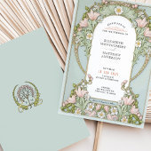 Pink Lilies Spring Art Nouveau Hochzeit Einladung