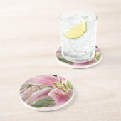 Pink Liliy & Peony Sandstone Untersetzer (Seite)