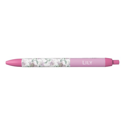 Pink Lillies Custom Name Pen Kugelschreiber (Vorderseite)