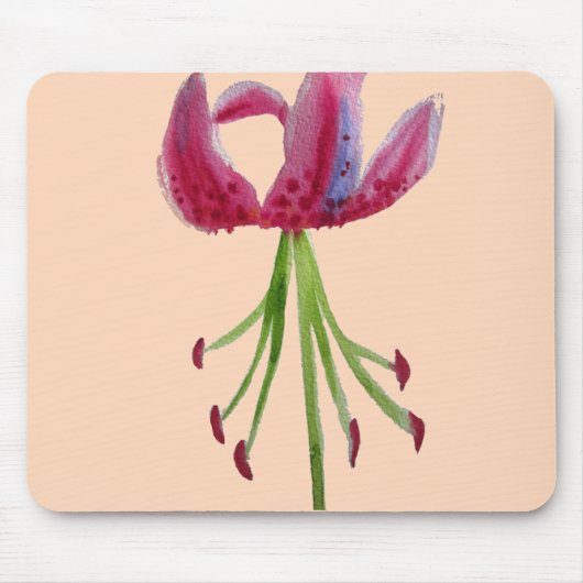 Pink Lily Aquarell Moderne Blume Blumenstrauß Mousepad (Vorne)