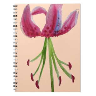 Pink Lily Aquarell Moderne Blume Blumenstrauß Notizblock