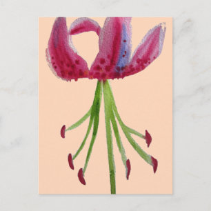Pink Lily Aquarell Moderne Blume Blumenstrauß Postkarte