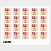 Pink Lily Aquarell Moderne Blume Blumenstrauß Quadratischer Aufkleber (Blatt)