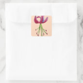 Pink Lily Aquarell Moderne Blume Blumenstrauß Quadratischer Aufkleber (Tasche)