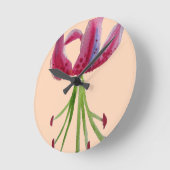 Pink Lily Aquarell Moderne Blume Blumenstrauß Runde Wanduhr (Winkel)