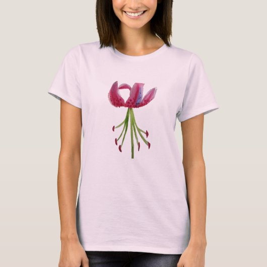 Pink Lily Aquarell Moderne Blume Blumenstrauß T-Shirt (Vorderseite)