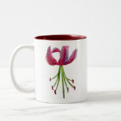 Pink Lily Aquarell Moderne Blume Blumenstrauß Zweifarbige Tasse (Links)