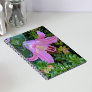 Pink Lily Bloom Floral Notizblock