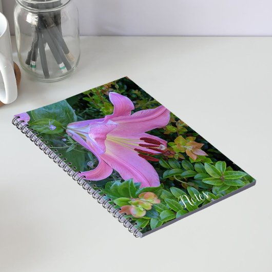 Pink Lily Bloom Floral Notizblock