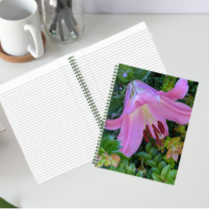 Pink Lily Bloom Floral Notizblock