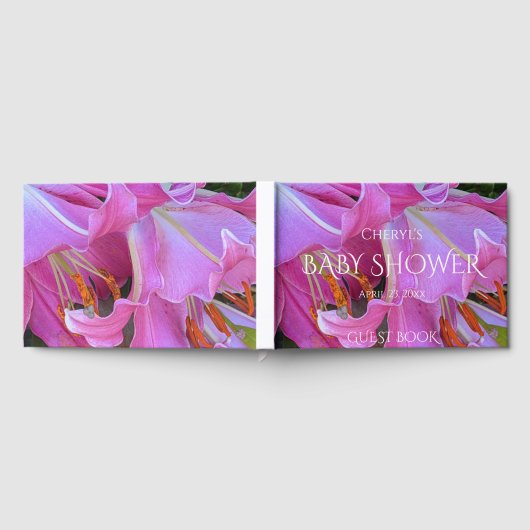 Pink Lily Blooms Floral Girl Baby Dusche Gästebuch (Voll)
