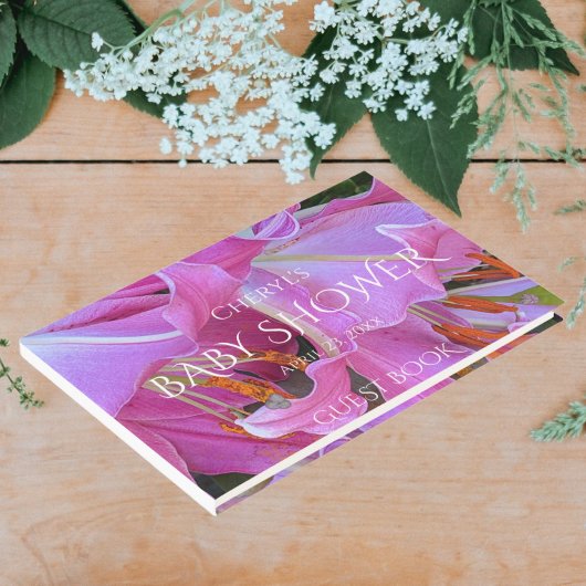 Pink Lily Blooms Floral Girl Baby Dusche Gästebuch
