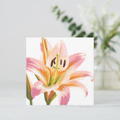 Pink Lily Blume | Aquarellfarbene Blütenmalerei Karte (Stehend Vorderseite)