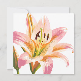 Pink Lily Blume | Aquarellfarbene Blütenmalerei Karte