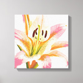 Pink Lily Blume | Aquarellfarbene Blütenmalerei Leinwanddruck
