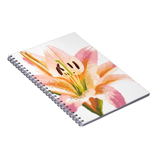 Pink Lily Blume | Aquarellfarbene Blütenmalerei Notizblock (Rechte Seite)