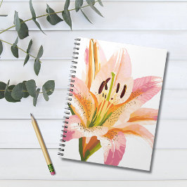 Pink Lily Blume | Aquarellfarbene Blütenmalerei Notizblock