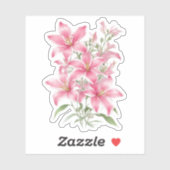 Pink Lily Blume Aufkleber (Blatt)