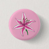Pink Lily Blume Blumengarten Party Spring Lilie Button (Vorderseite)
