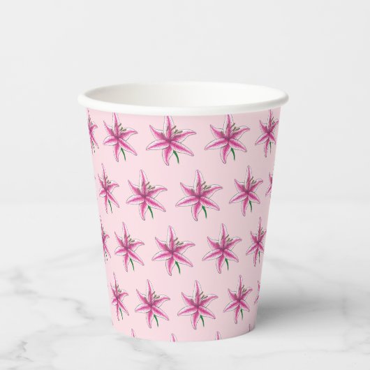 Pink Lily Blume Blumengarten Party Spring Lilie Pappbecher (Vorderseite)