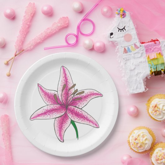 Pink Lily Blume Blumengarten Party Spring Lilie Pappteller (Party)