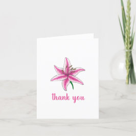 Pink Lily Blume Bridal Baby Dusche Blumengarten Dankeskarte