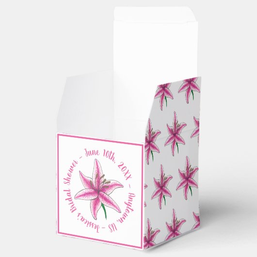 Pink Lily Blume Bridal Baby Dusche Blumengarten Geschenkschachtel (Geöffnet)