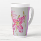 Pink Lily Blume Floral Lilium Wasserfarbene Girls Milchtasse (Rechte Ecke)