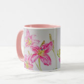 Pink Lily Blume Floral Lilium Watercolor Tasse (Vorderseite Links)