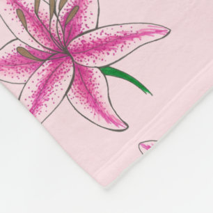 Pink Lily Blume Floral Print Garden Lilien Fleecedecke