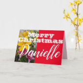 Pink Lily Blume Frohe Weihnachtsfrauen Name Card Karte (Gelbe Blume)